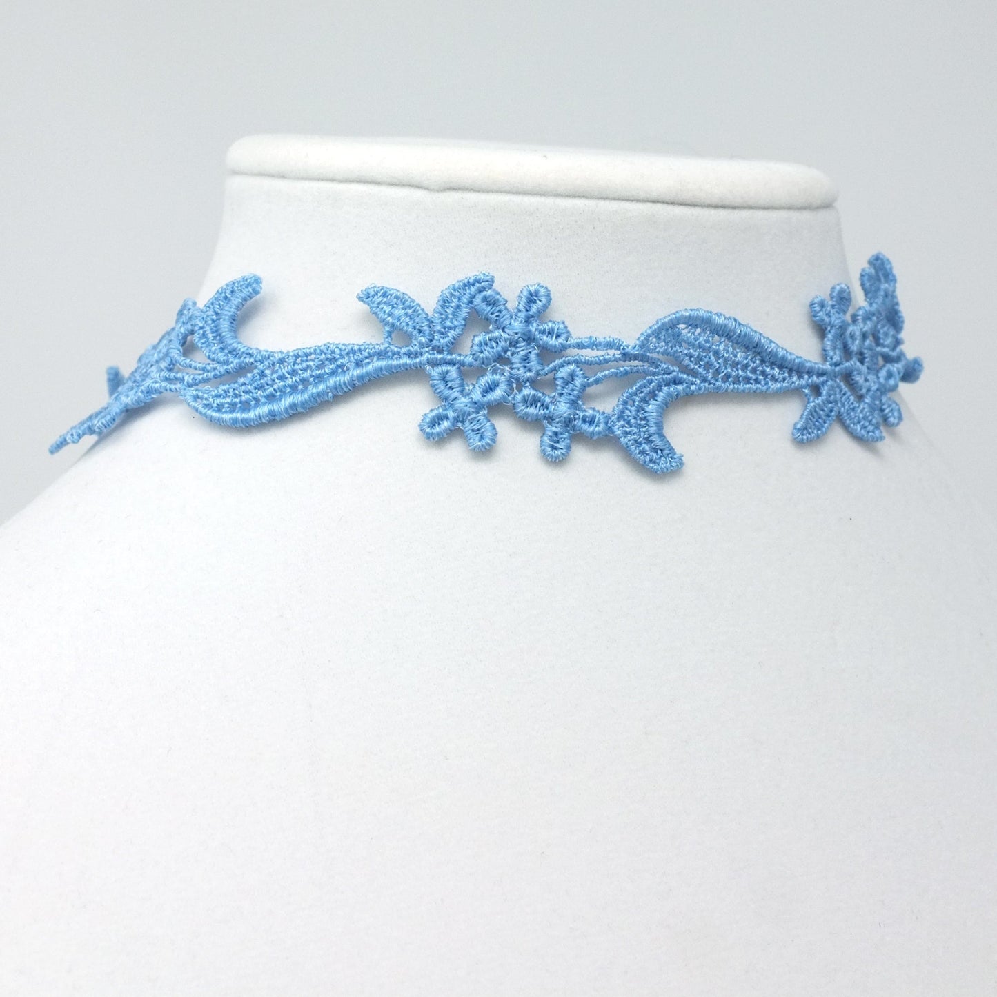 Sophia Light Blue Floral Lace Choker Collar