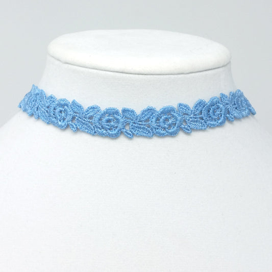 Freya Light Blue Rose Choker Necklace