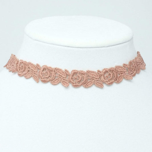 Beige Rose Flower Necklace