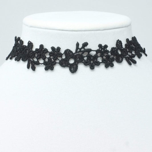 Black choker with floral lace