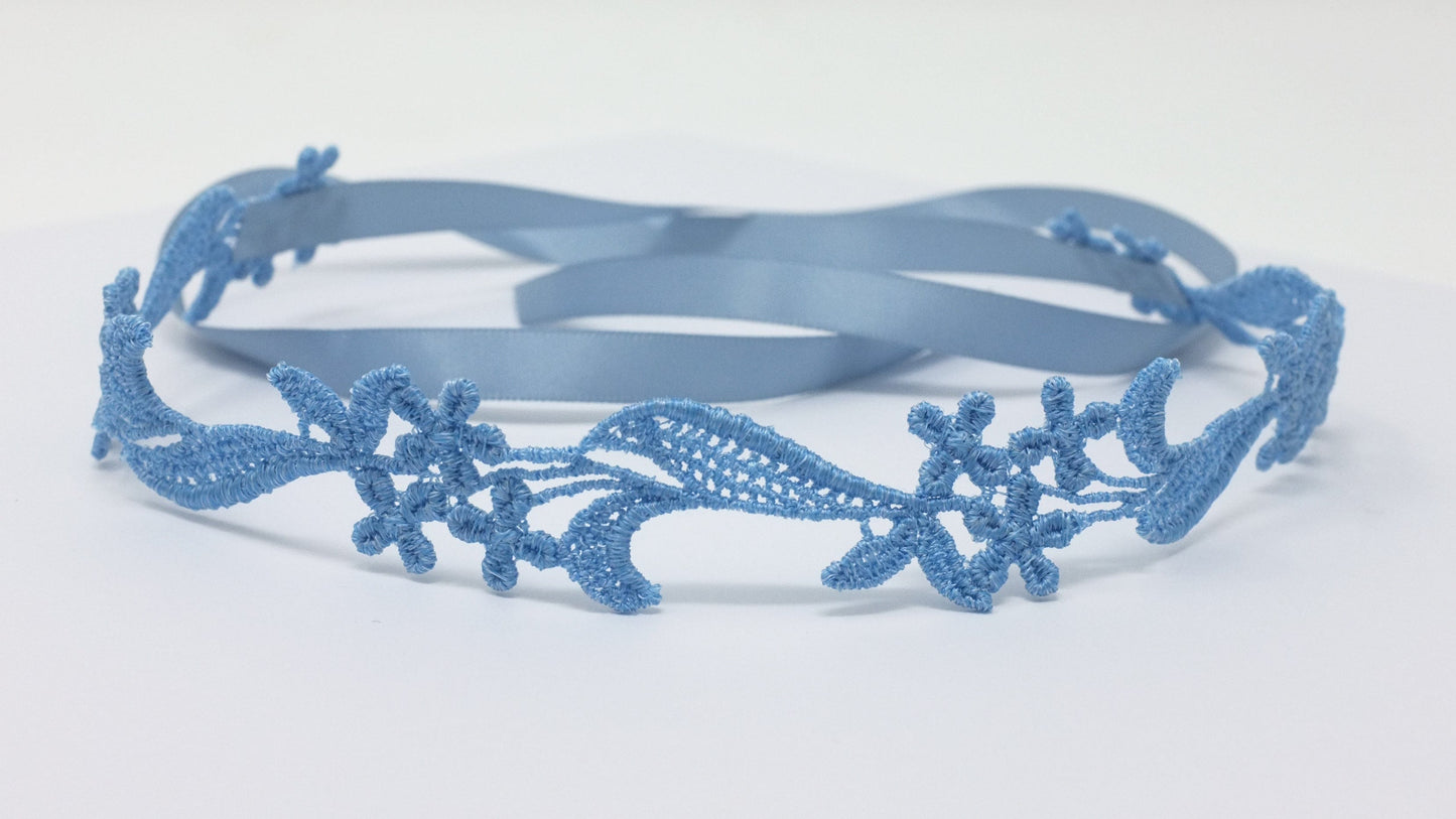Sophia Light Blue Floral Lace Choker Collar