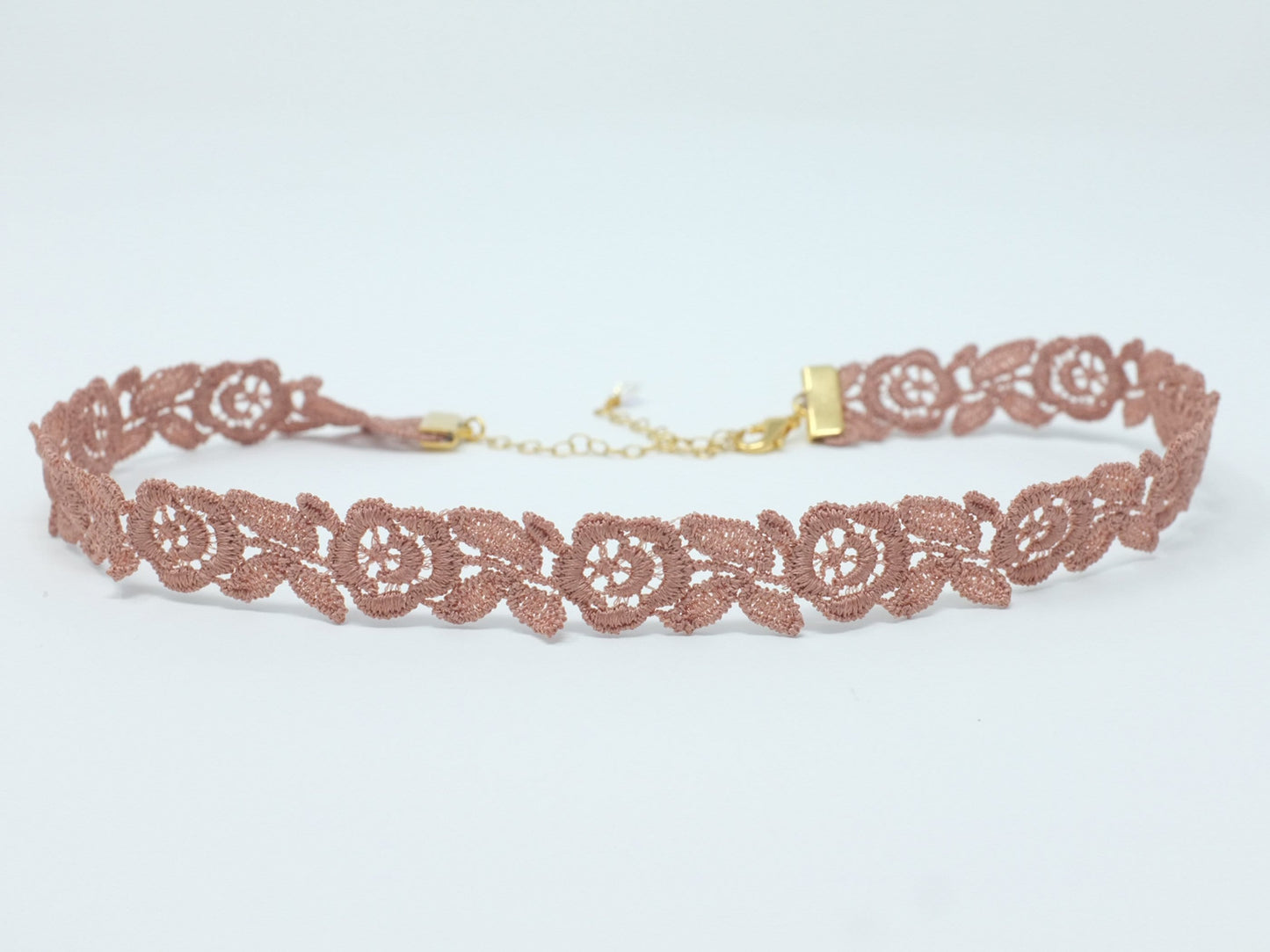 Beige Pink Lace Choker Collar