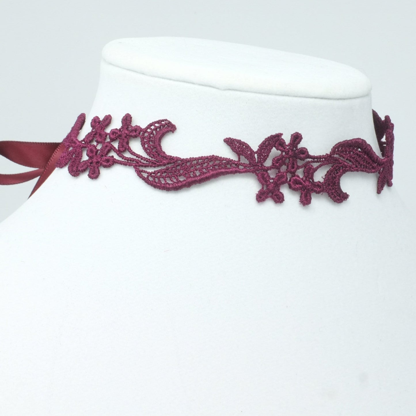 Burgundy Choker with Satin Ribbon