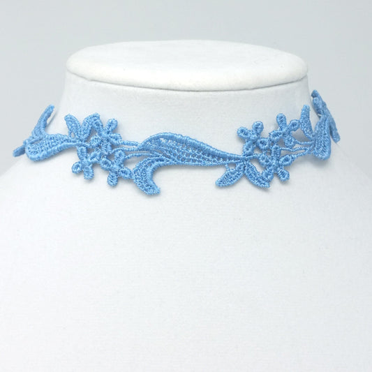 Sophia Light Blue Floral Lace Choker Collar