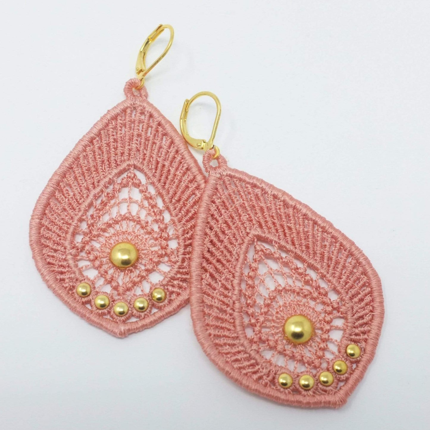 Lace Teardrop Earrings with Gold Studs