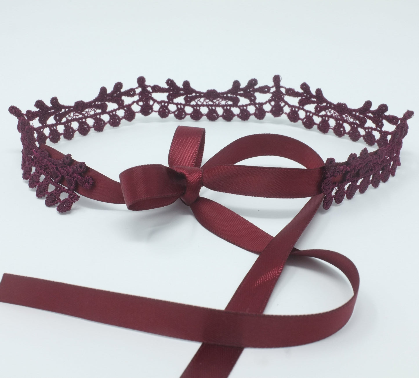 Burgundy Lace Up Choker
