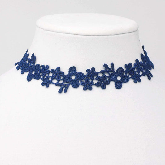 Astrid Navy Blue Flower Lace Choker