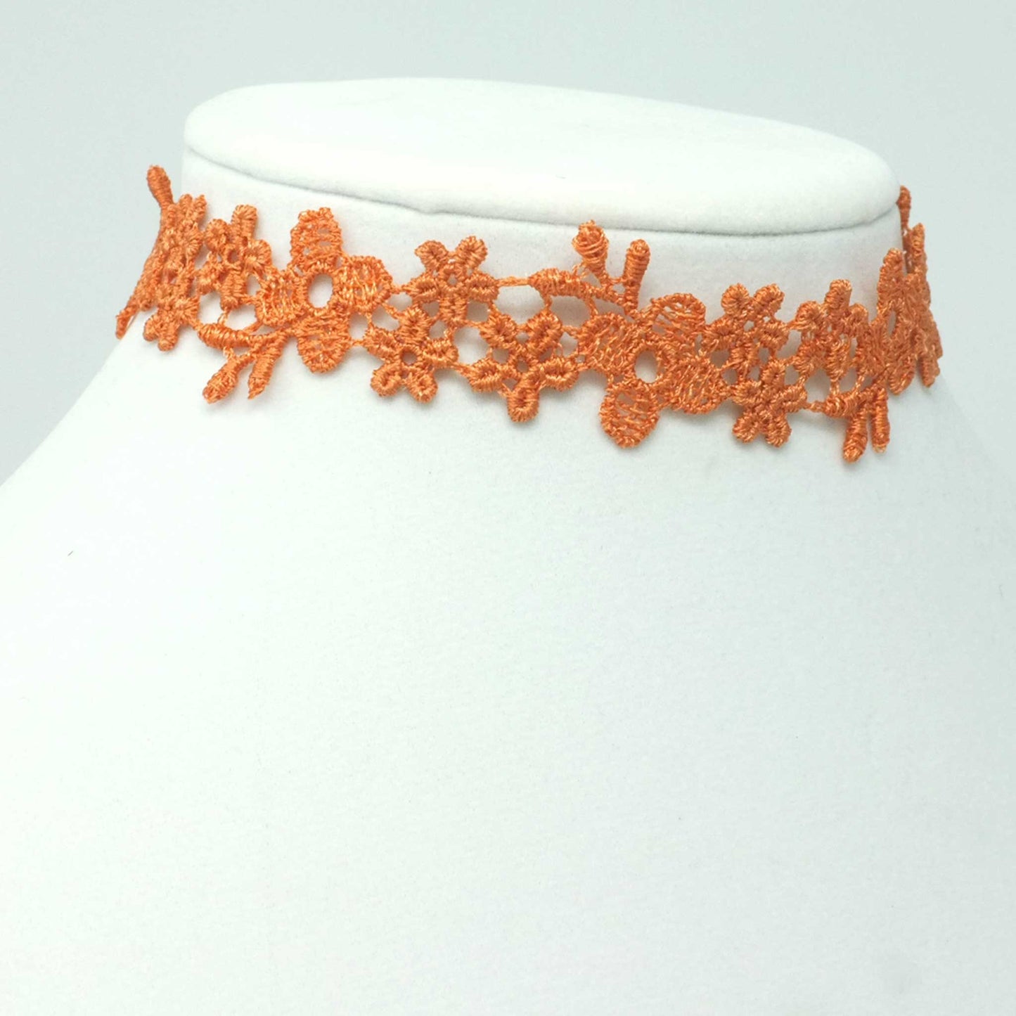 Citrus Orange Floral Lace Choker