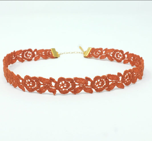 Burnt Orange Rose Choker