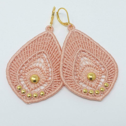 Lace Teardrop Earrings with Gold Studs