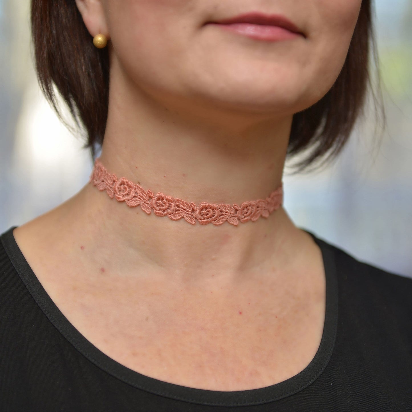 Rose Gold Lace Choker Collar