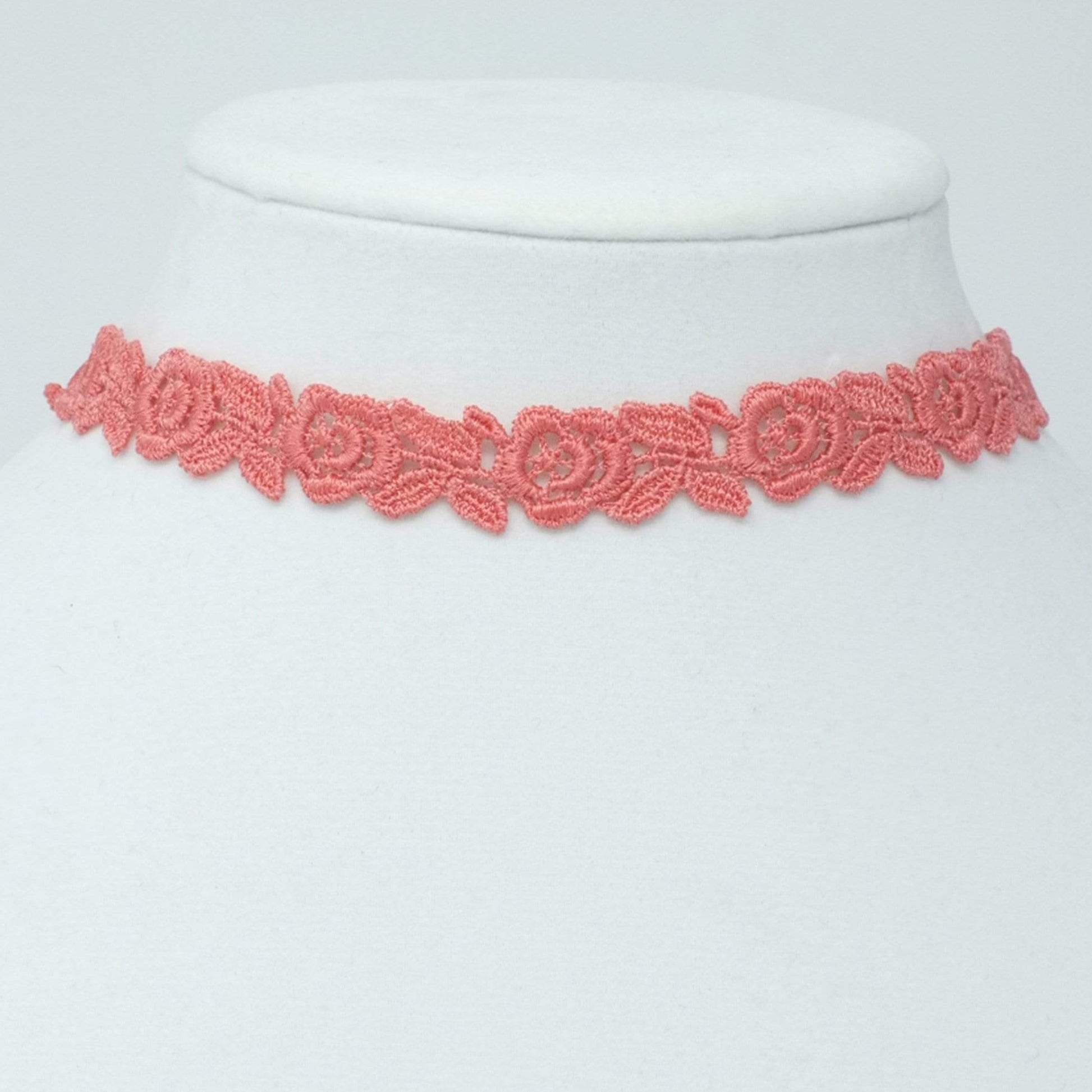 Pink Coral Rose Flower Choker