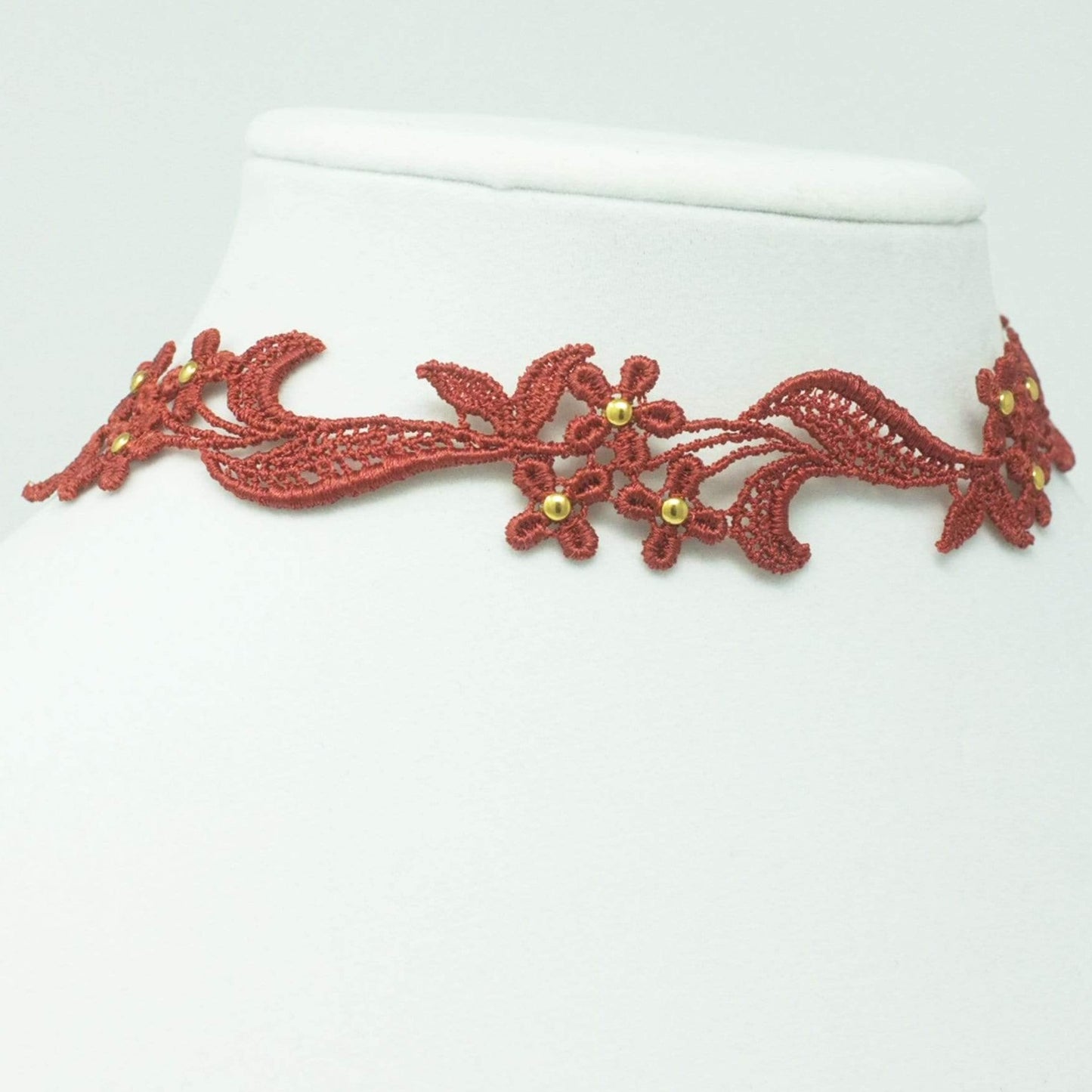 Sparkly Lace Choker made with Burnt Orange Floral Lace