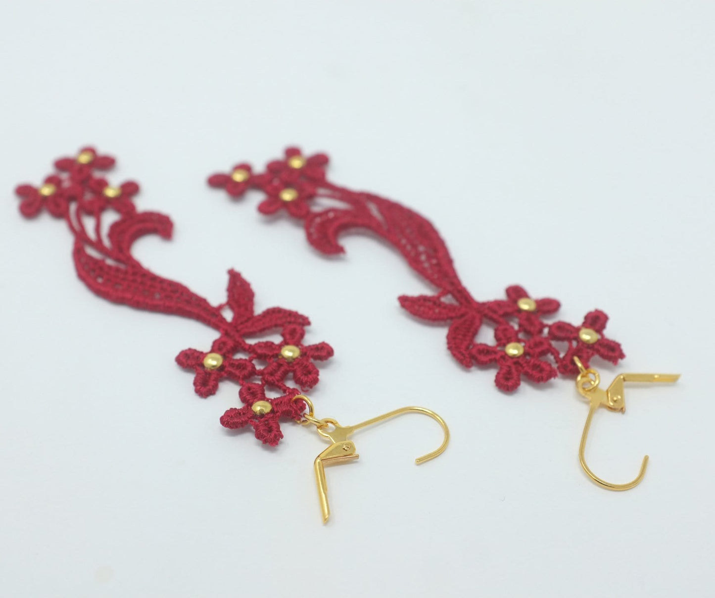 Maia Red Flower Dangle Earrings