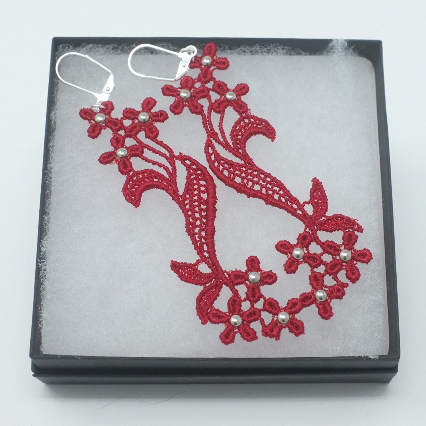 Maia Red Flower Dangle Earrings