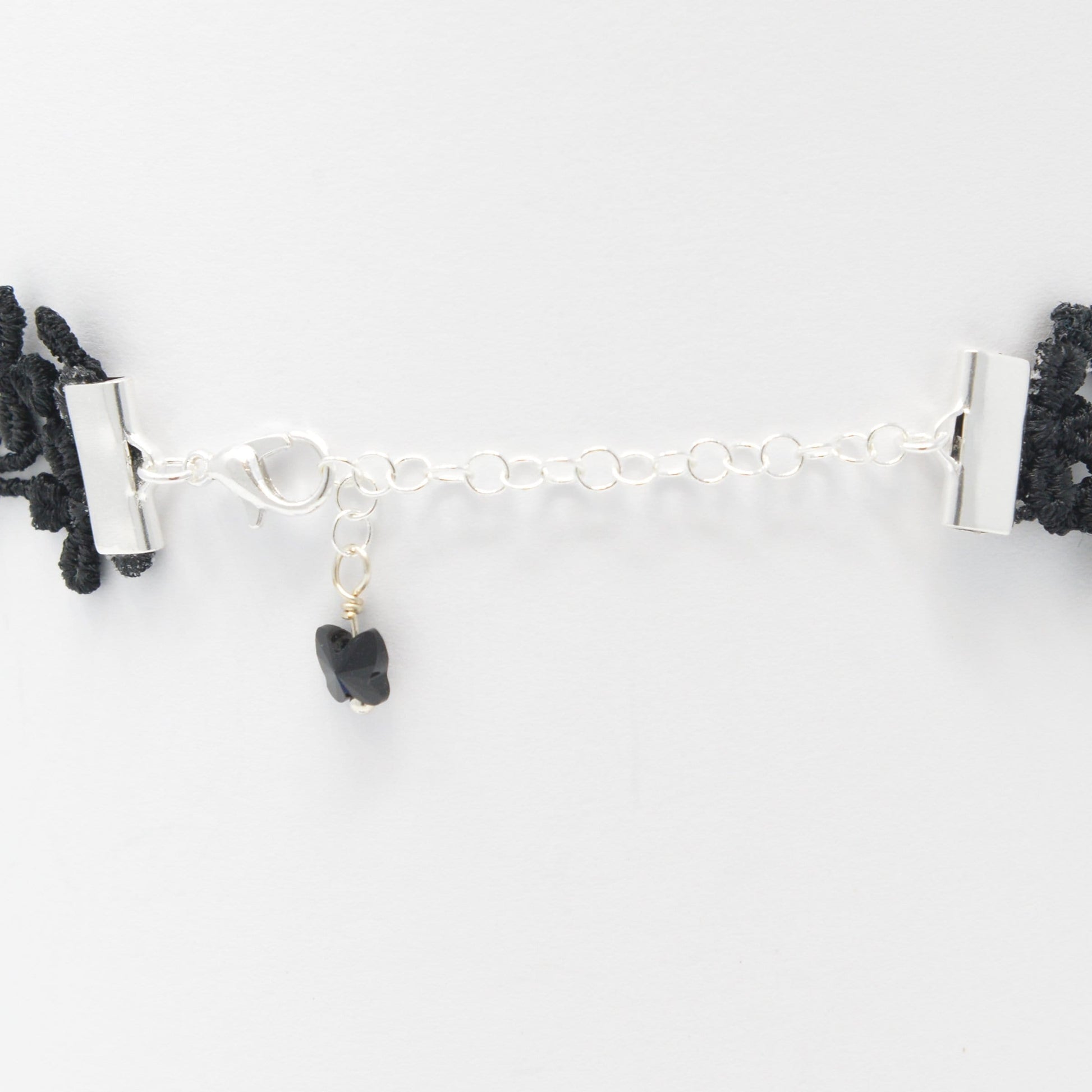 Silve Plated Brass Ribbon Clasp and Extender Chain