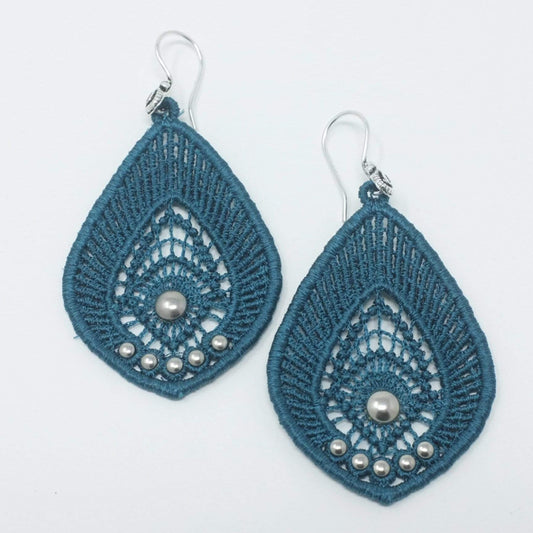 Teal Lace Teardrop Earrings