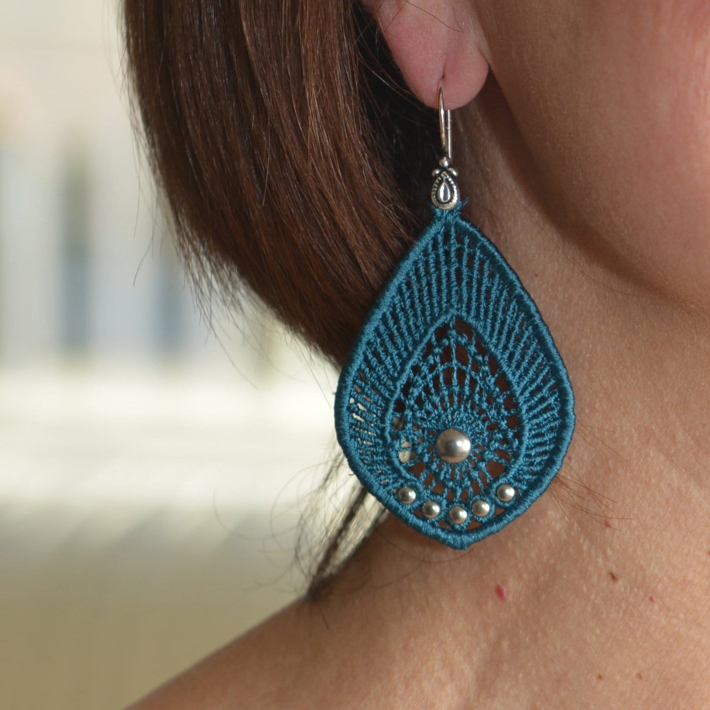 Teal Blue Teardrop Earrings