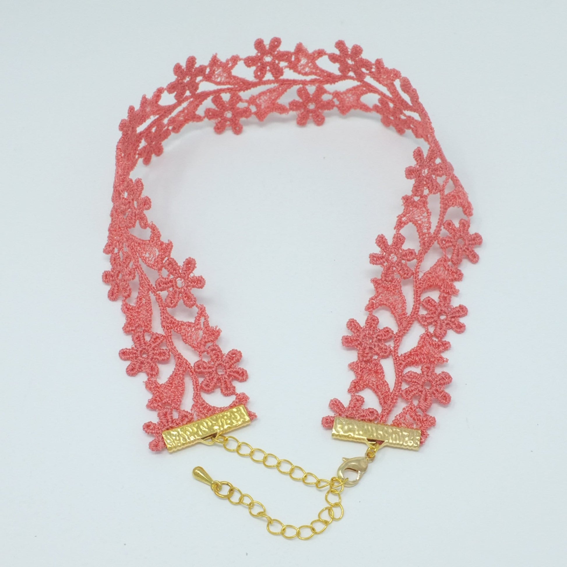 Salmon Pink Necklace Wide Choker