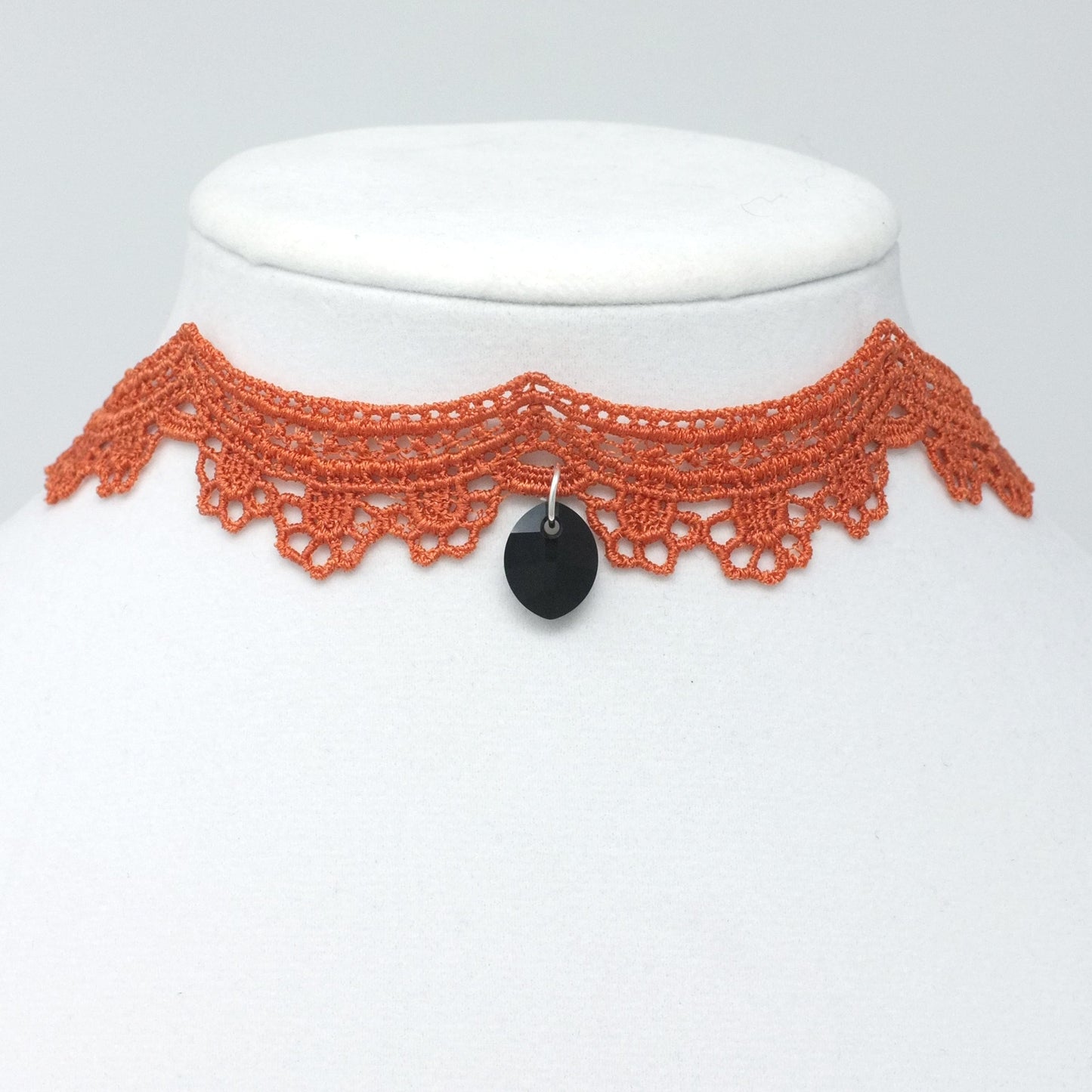 Yelena Scalloped Lace Choker in Burnt Orange