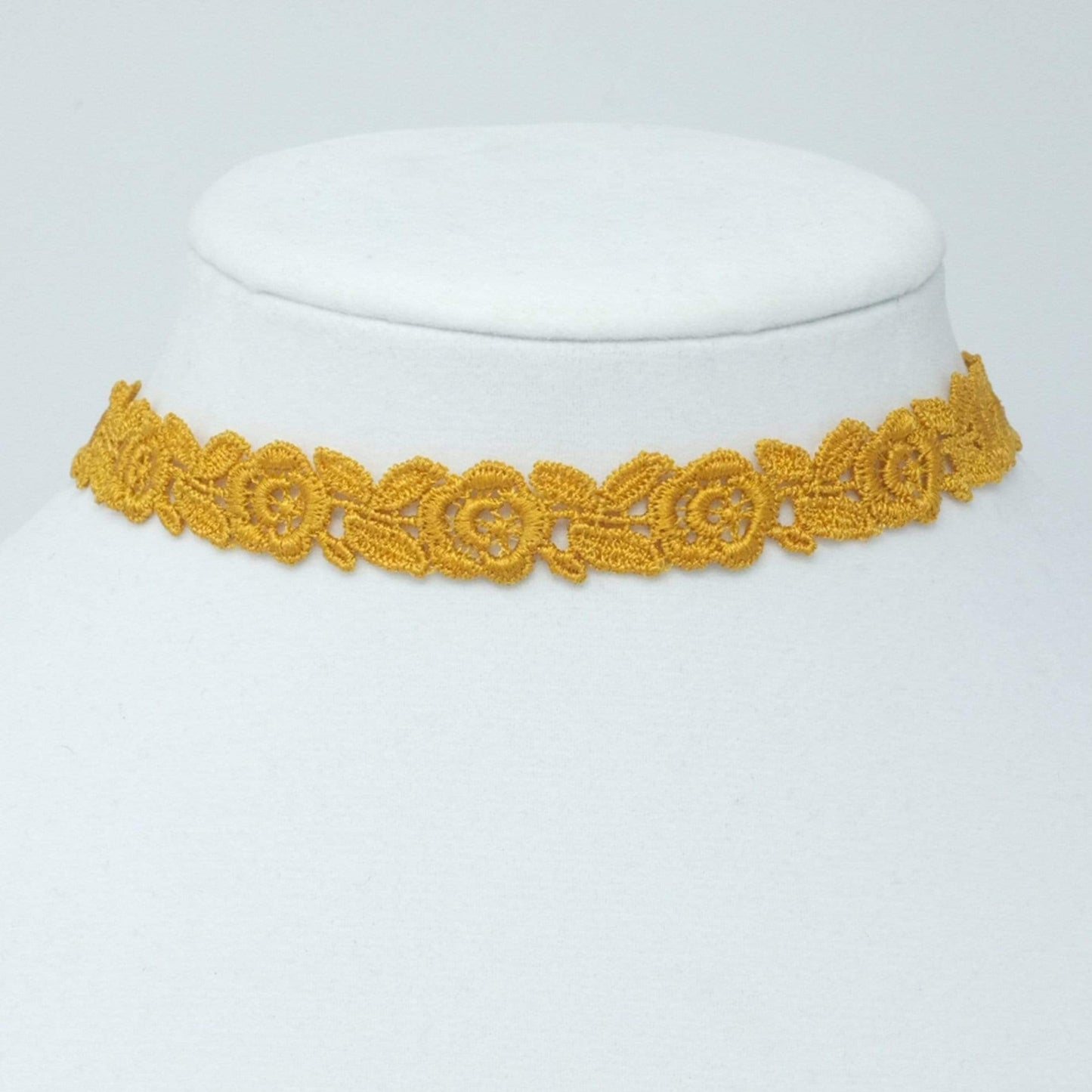 Yellow Flower Choker with Embroidered Roses
