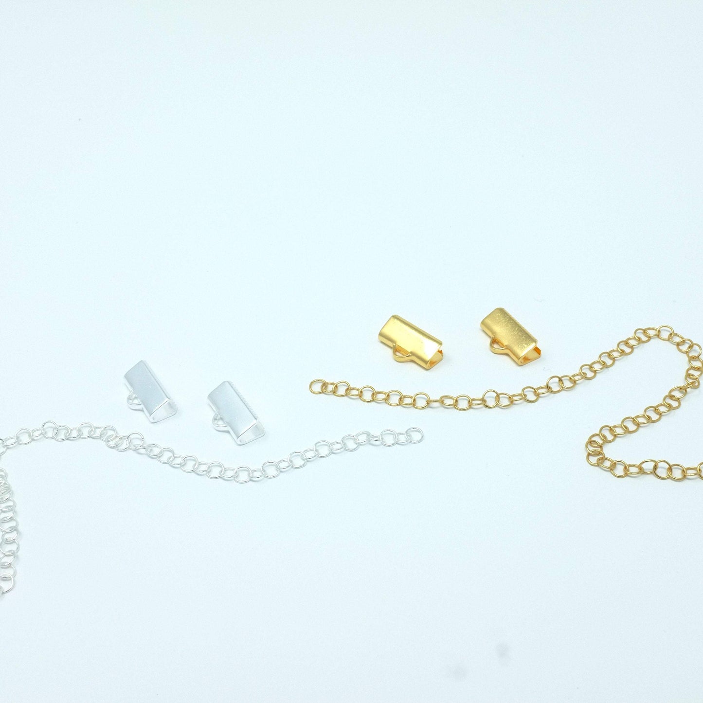 Brass Ribbon Clasps in Silver and Gold color