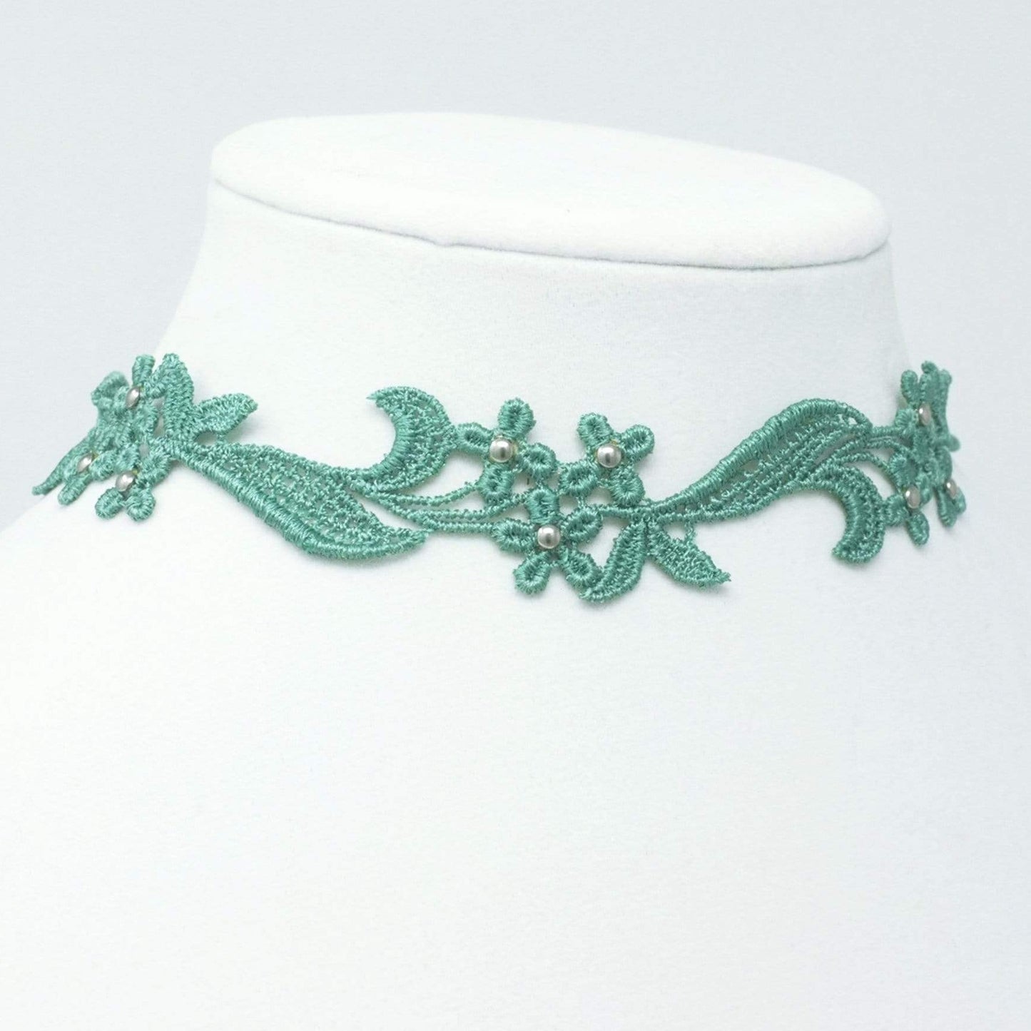 Seafoam Green Floral Lace Choker for Women
