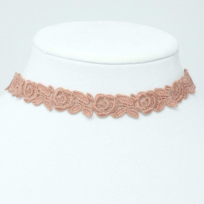Beige Rose Flower Necklace 