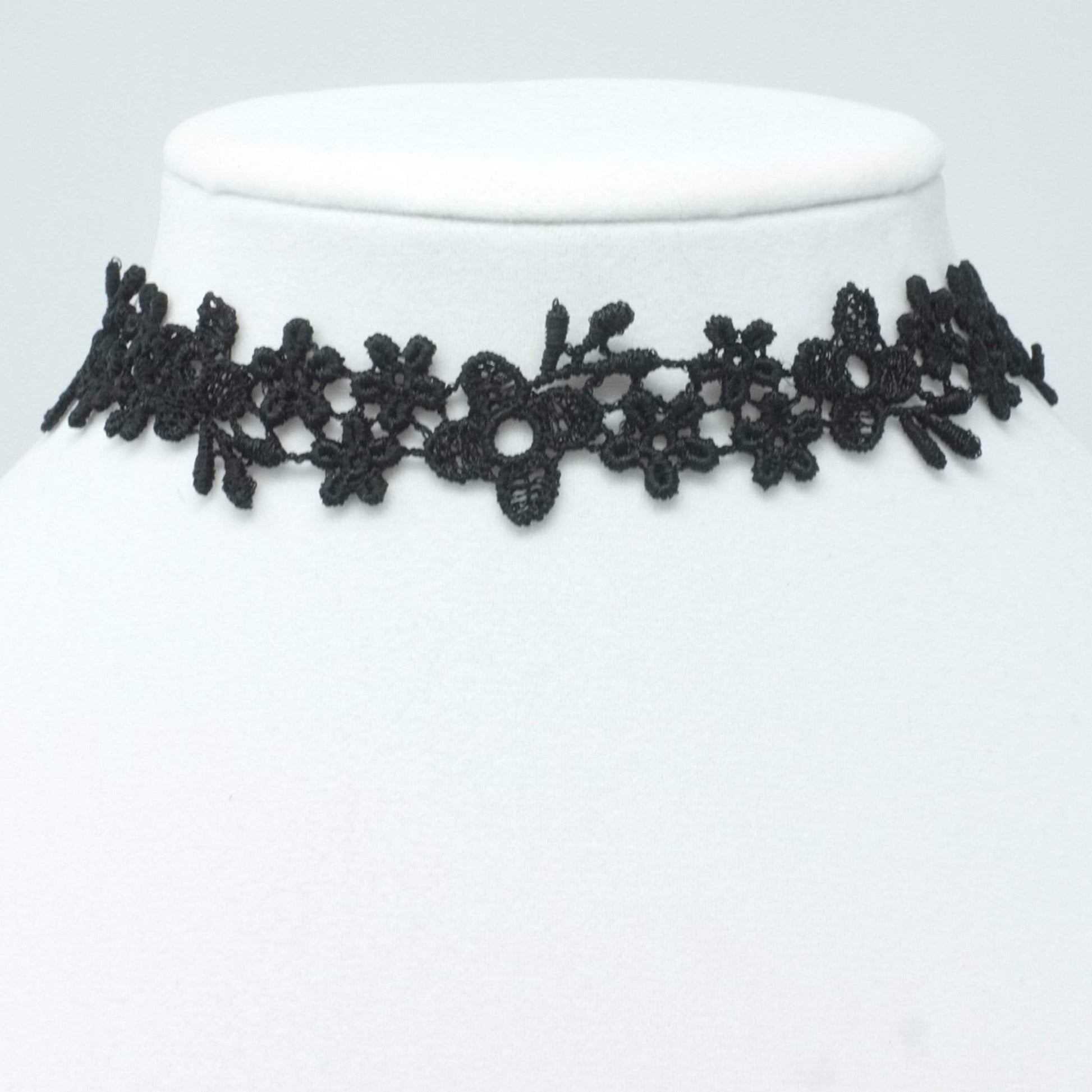 Black choker with floral lace