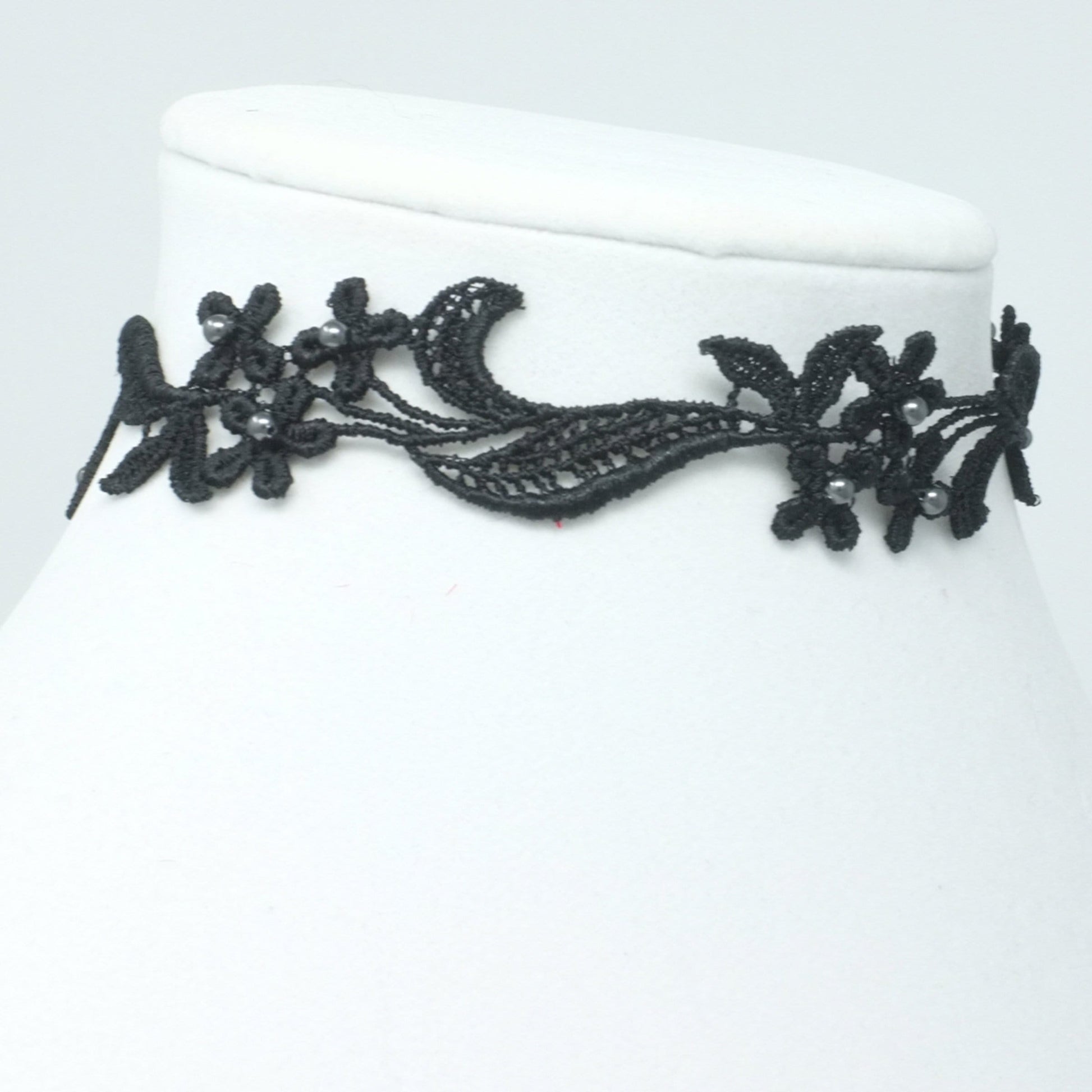 Black Lace Choker with floral lace pattern