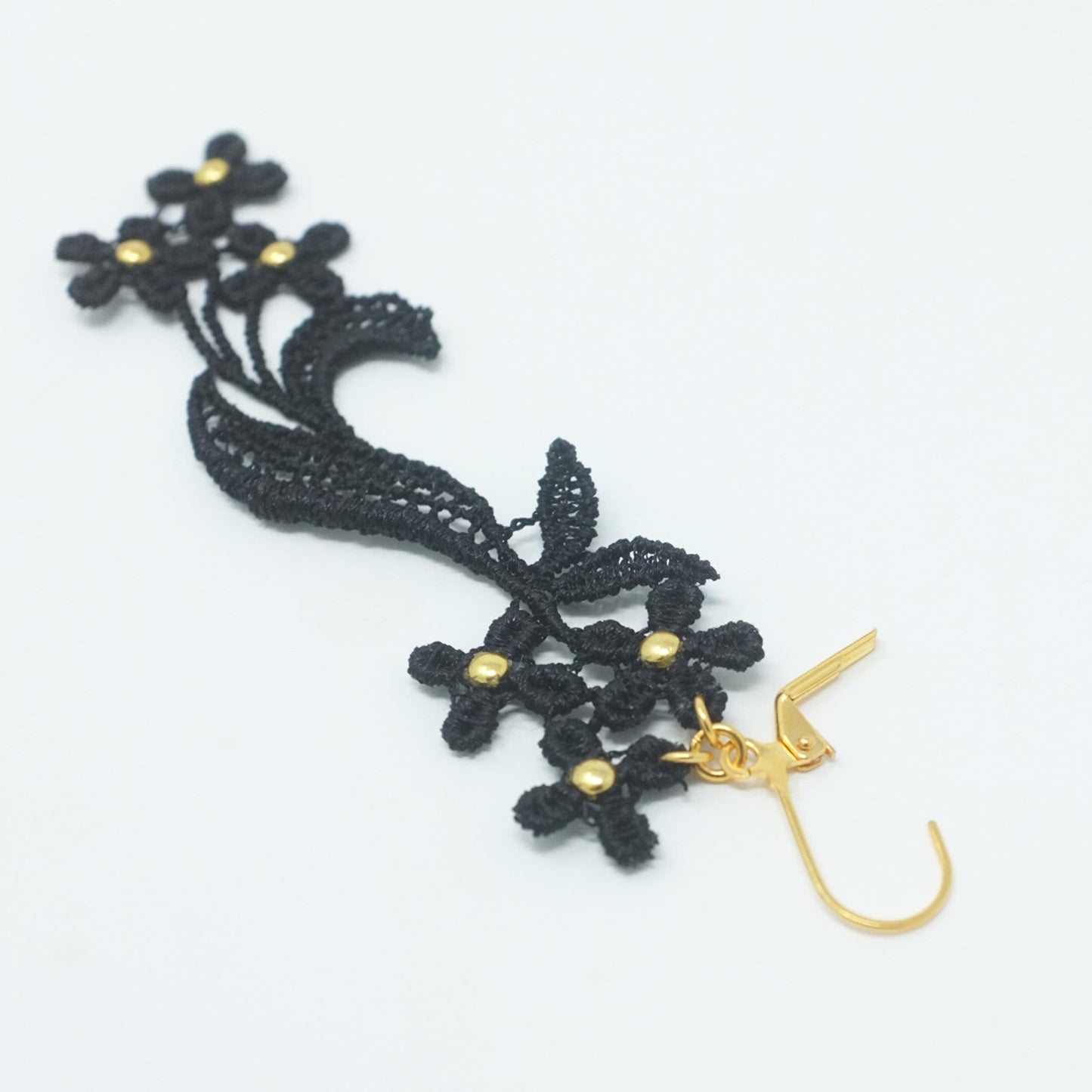 Maia Black Flower Dangle Earrings