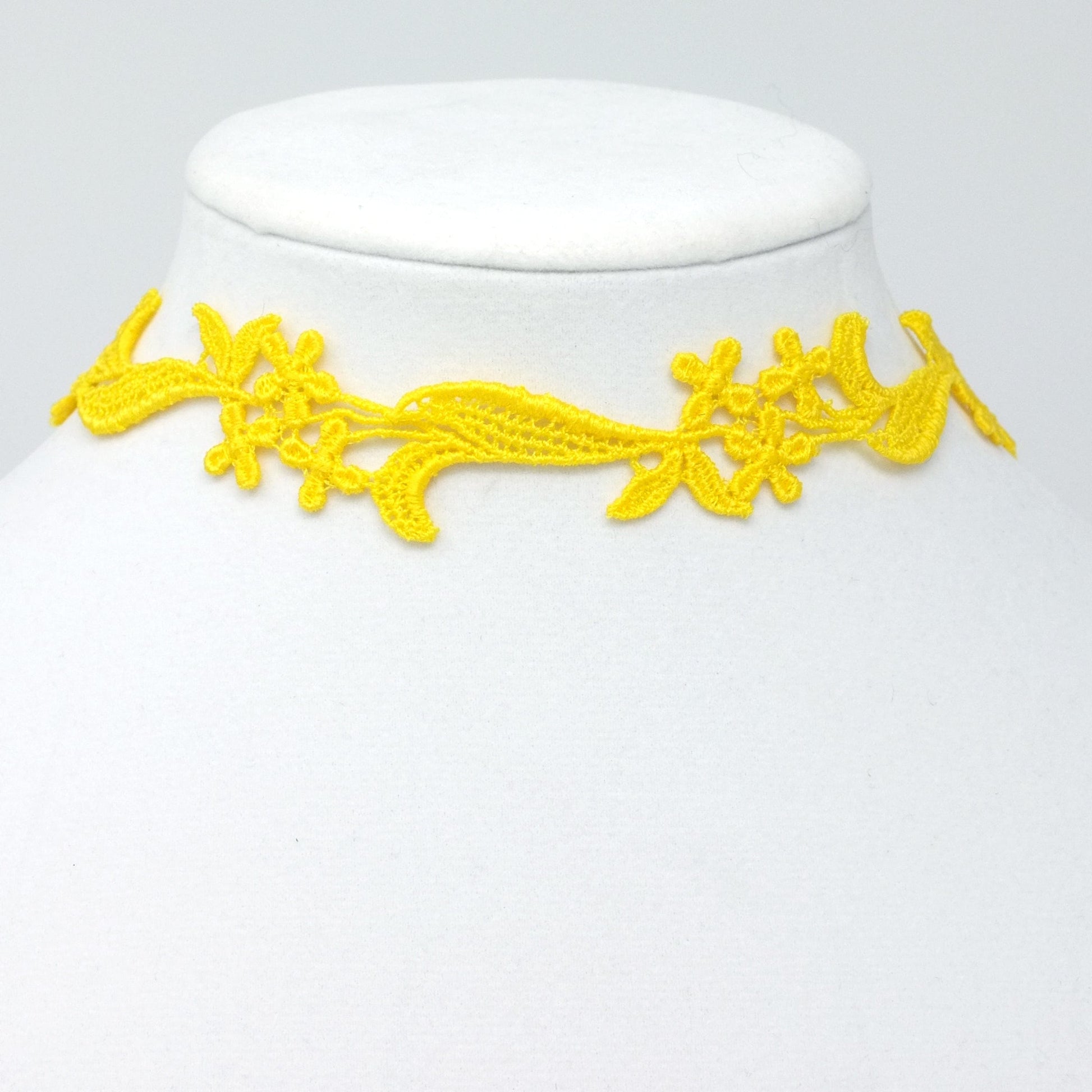 Yellow Choker with floral lace design