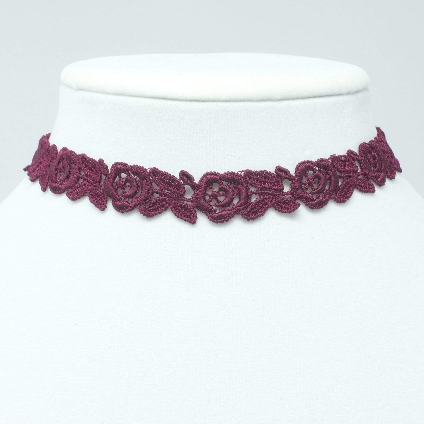 Burgundy Rose Choker with Satin Ribbon