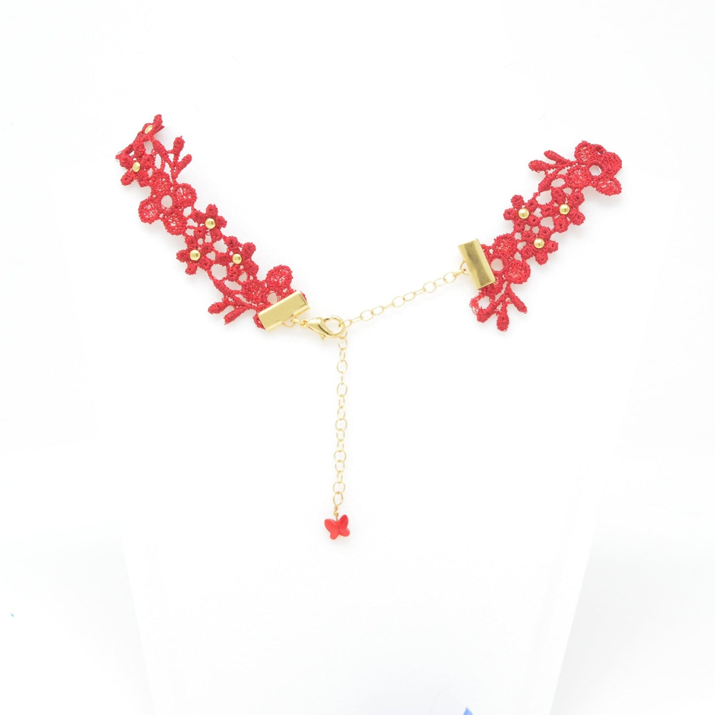 Red Choker with Gold beads