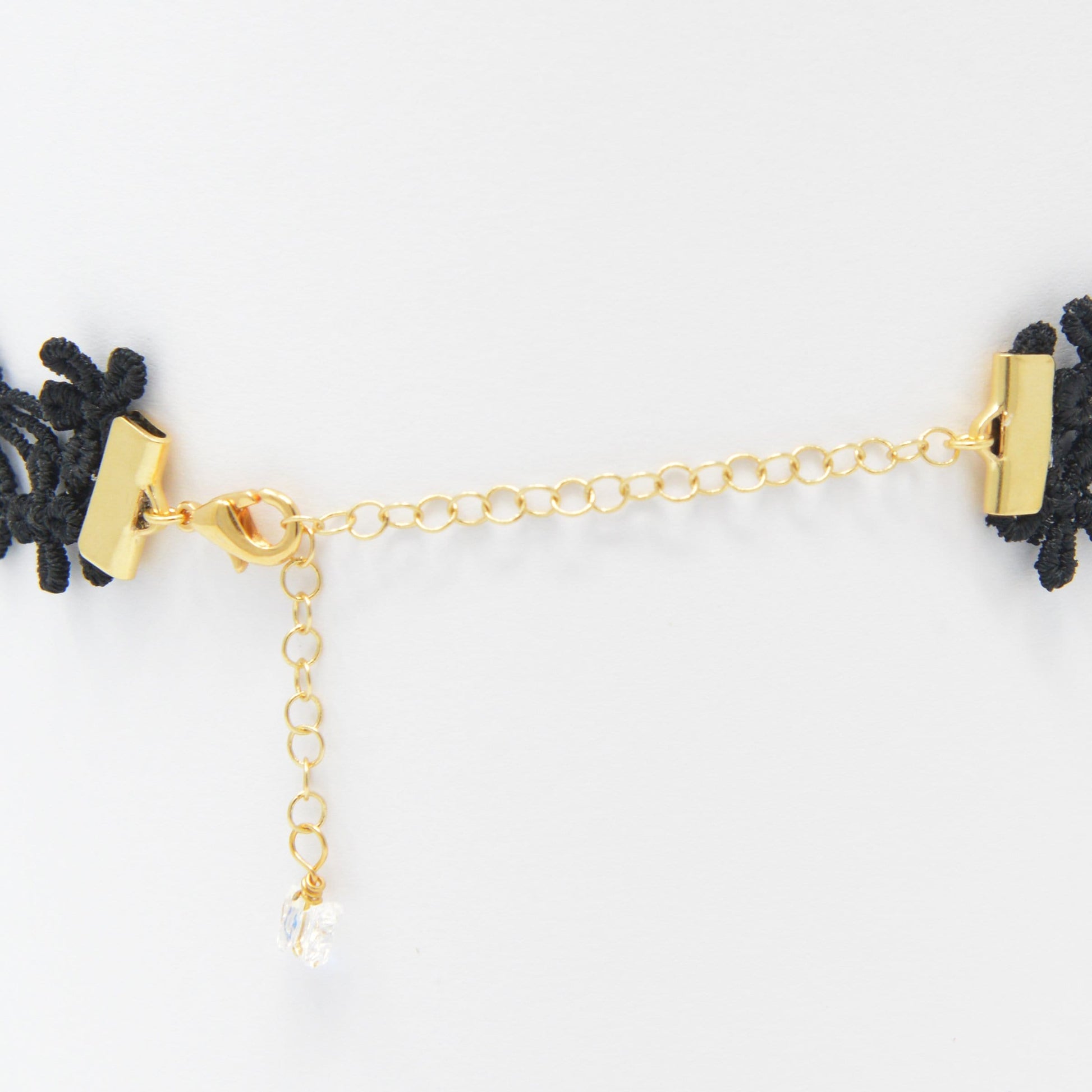 Gold Plated Brass Ribbon Clasp and Extender Chain