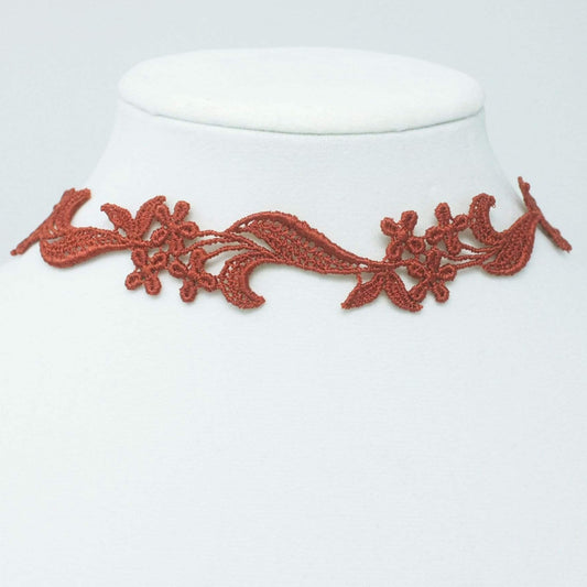 Delicate Burnt Orange Floral Lace Necklace