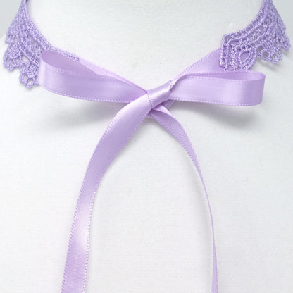 lace choker with lavender satin ribbon