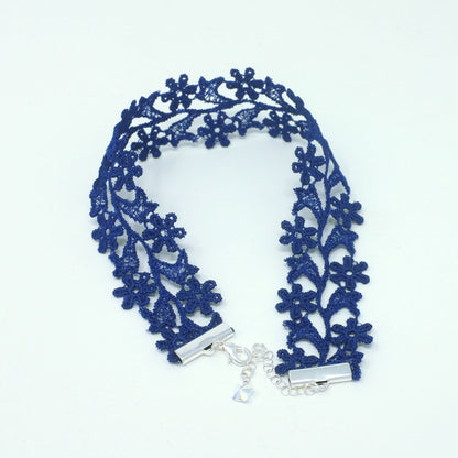 Royal Blue Flower Choker with Floral Lace