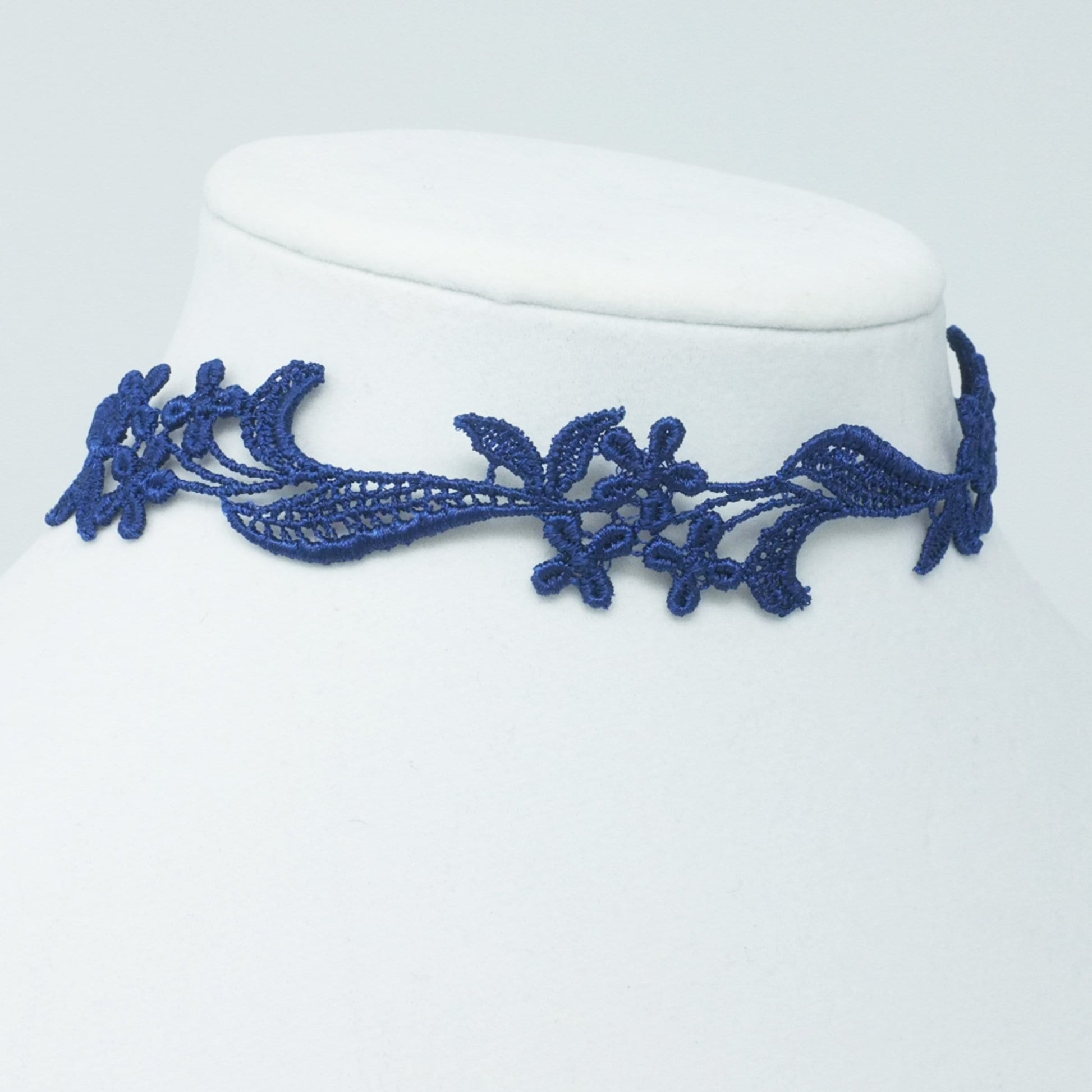 Sophia blue lace choker necklace with custom fit