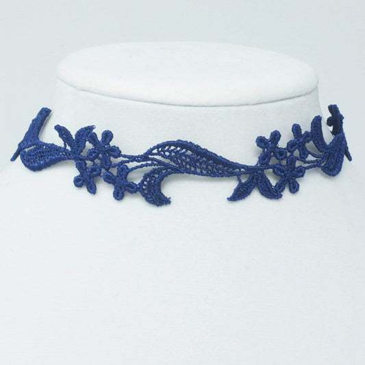 Handmade navy lace choker with floral lace – Sophia Collection by Yatys Boutique
