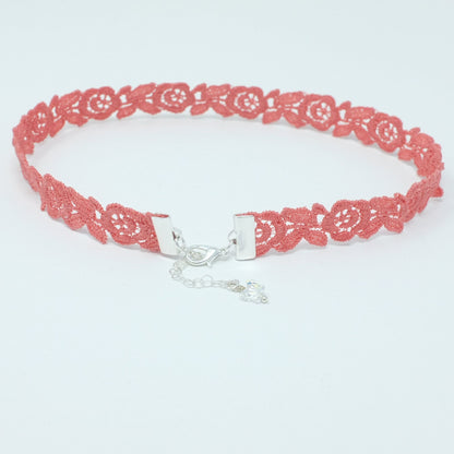 Pink Coral Lace Choker Necklace