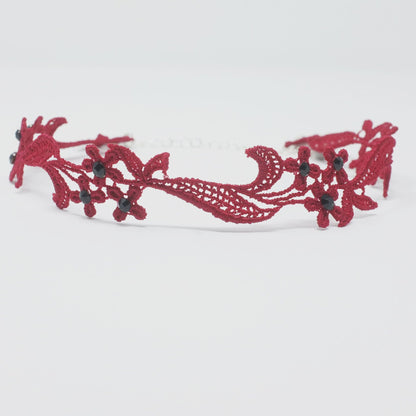 Red and Black Sparkly Choker decorated with rhinestones