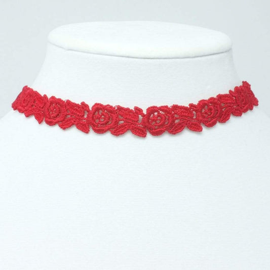 Red Rose Choker Necklace