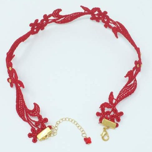 Red Choker with Gold Clasps