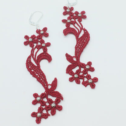 Maia Red Flower Dangle Earrings