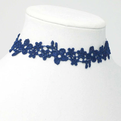 Astrid Navy Blue Flower Lace Choker