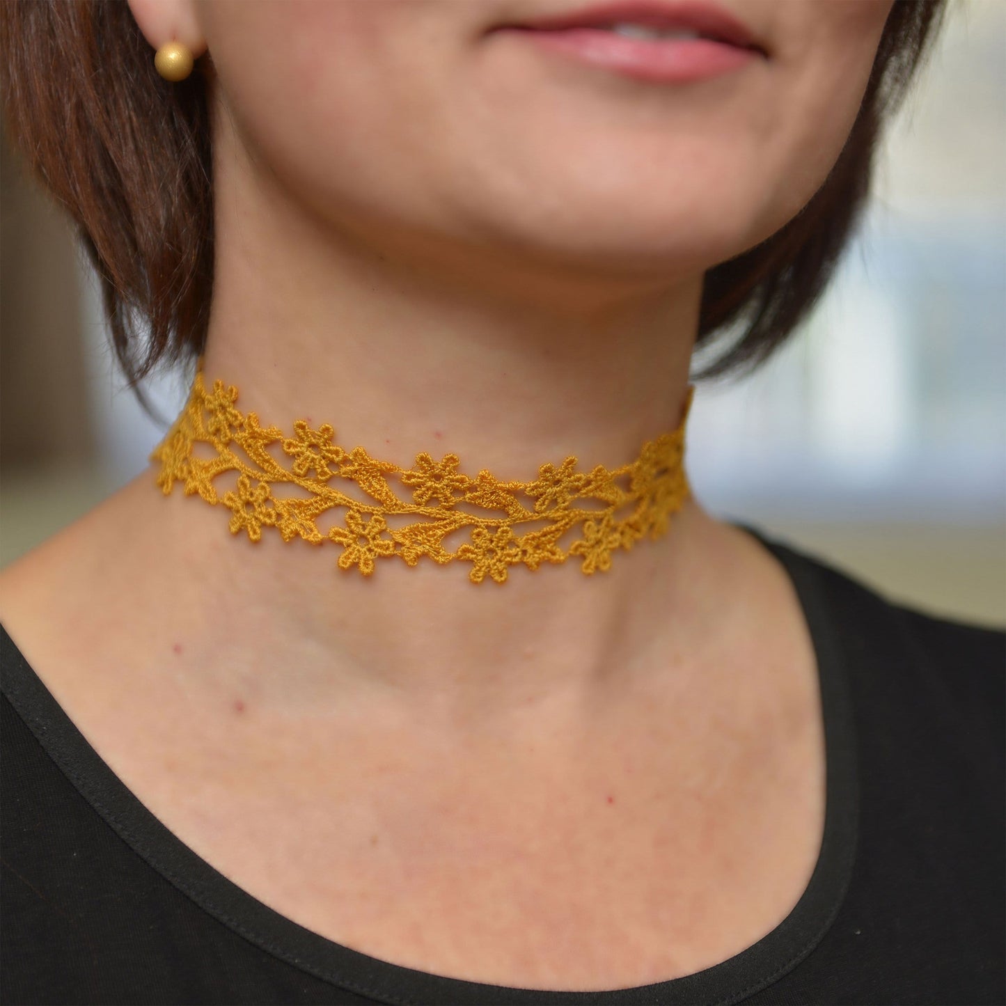 Yellow Embroidered Choker