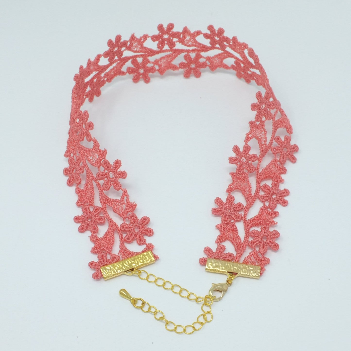 Salmon Pink Necklace Wide Choker