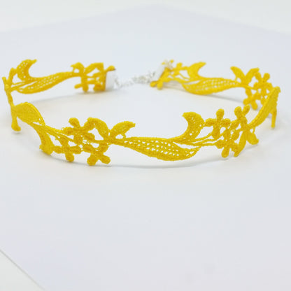 Yellow Choker Necklace with metal clasp closure