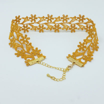 Delicate Lace Choker with Yellow Flowers
